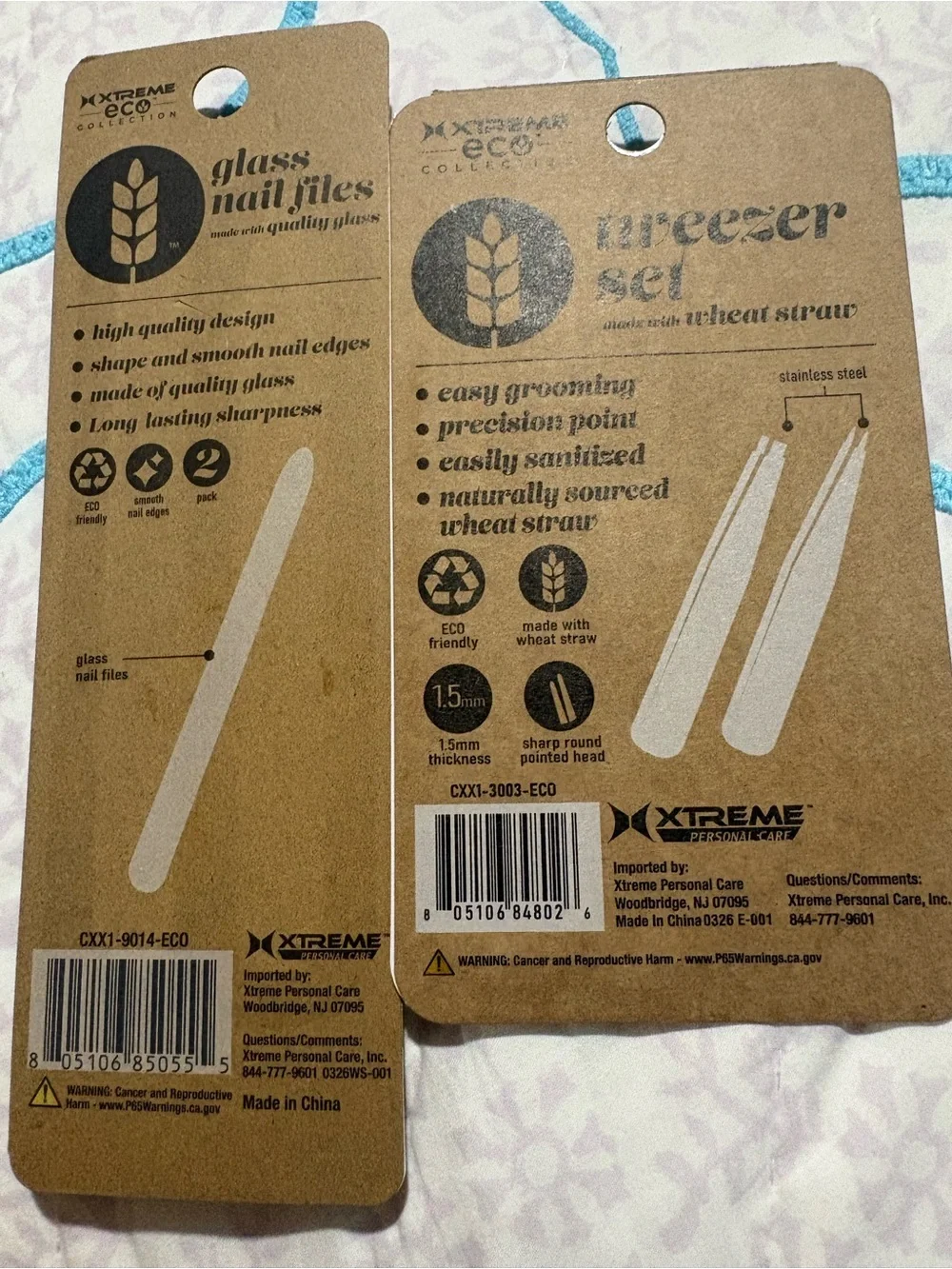 Glass Nail File & Wheat-Straw Tweezer Set — Beige